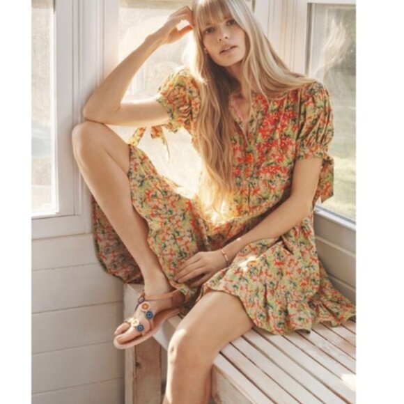 NWT Anthropologie Auretta Beaded Floral Mini Dress Size XS 100% Cotton HTF - Picture 10 of 16